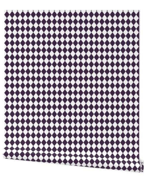 Small Plum and White Diamond Harlequin Check Pattern Wallpaper