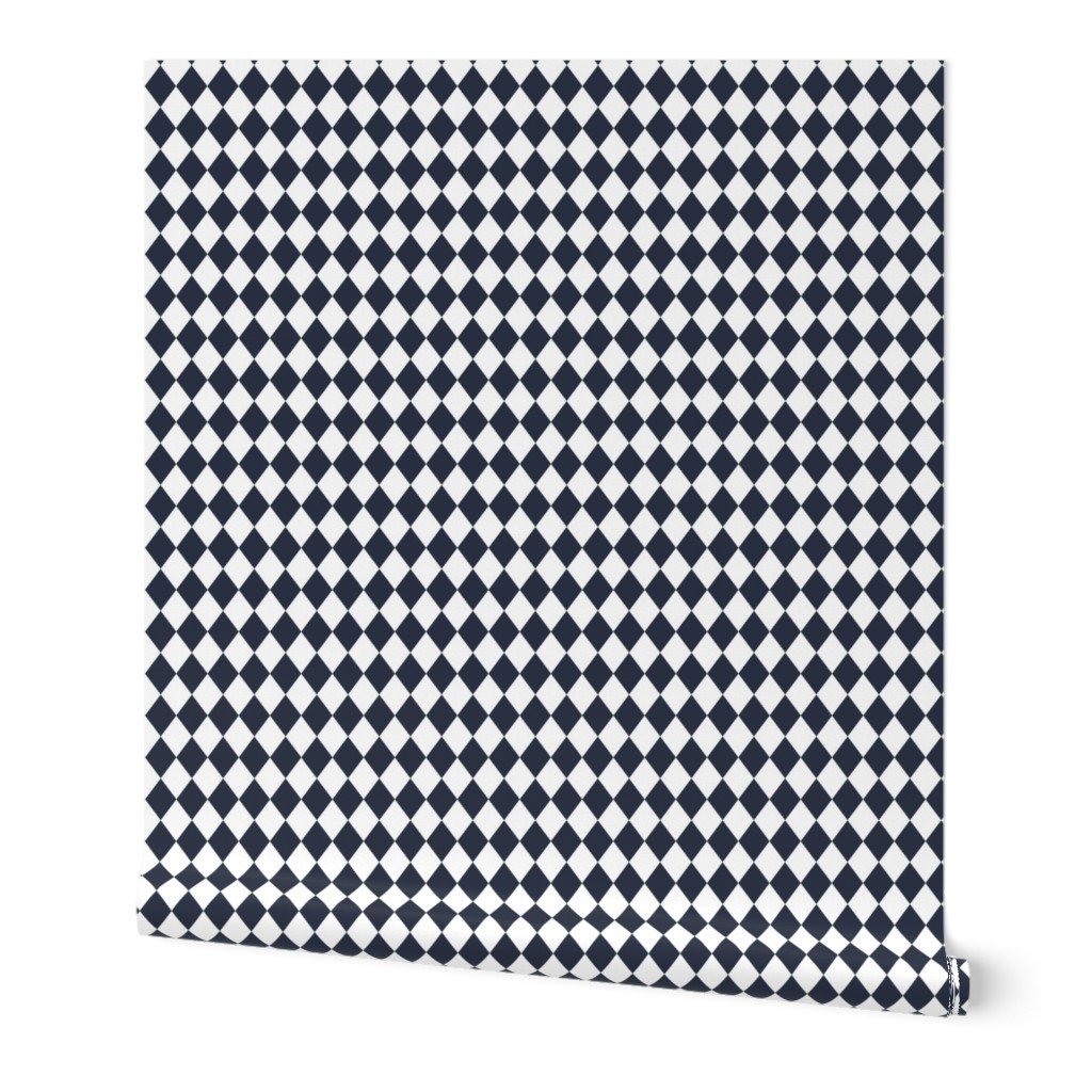Small Navy and White Diamond Harlequin Check Pattern Wallpaper Small Navy and White Diamond Harlequin Check Pattern Wallpaper