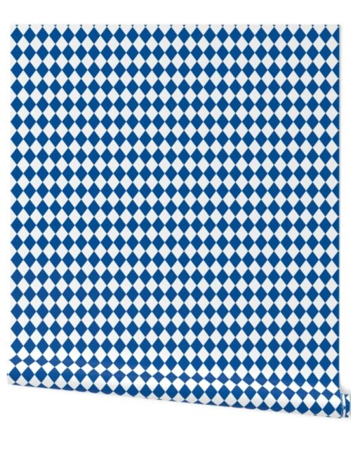 Small Cobalt and White Diamond Harlequin Check Pattern Wallpaper