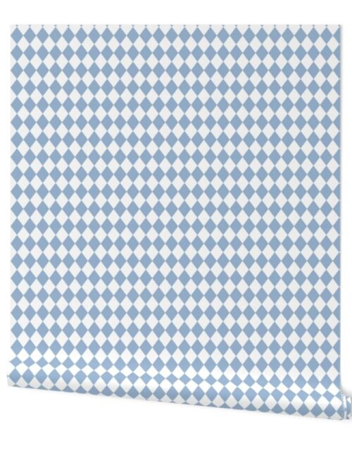 Small Sky Blue and White Diamond Harlequin Check Pattern Wallpaper