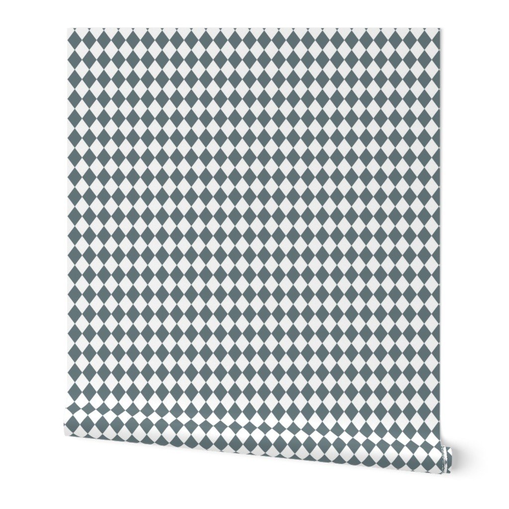 Small Slate and White Diamond Harlequin Check Pattern Wallpaper Small Slate and White Diamond Harlequin Check Pattern Wallpaper