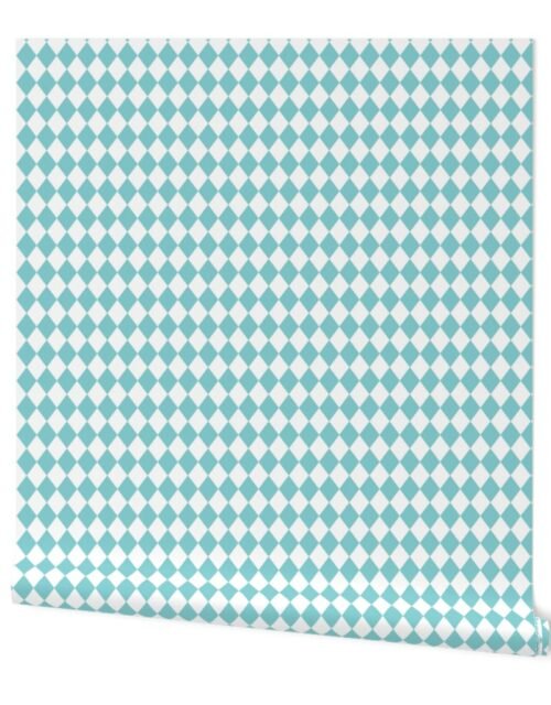 Small Pool and White Diamond Harlequin Check Pattern Wallpaper