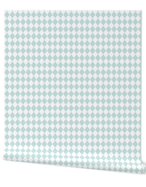 Small Seaglass and White Diamond Harlequin Check Pattern Wallpaper