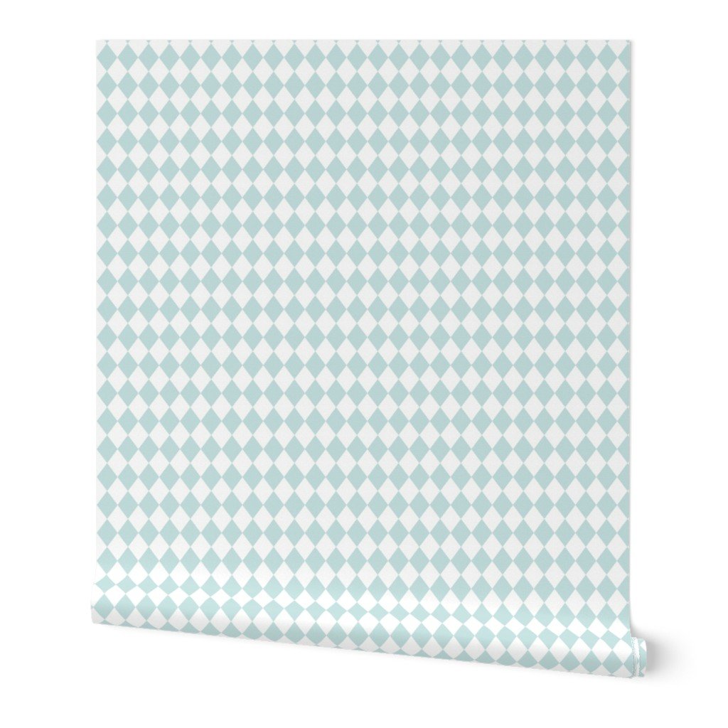 Small Seaglass and White Diamond Harlequin Check Pattern Wallpaper Small Seaglass and White Diamond Harlequin Check Pattern Wallpaper