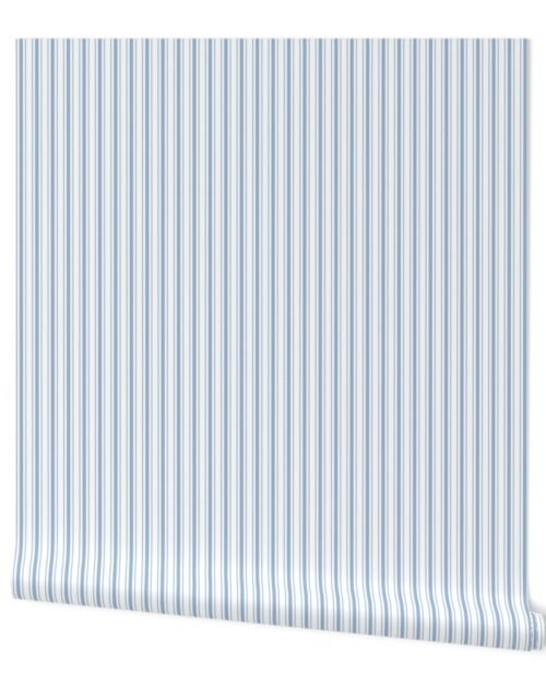 Traditional Micro Sky Blue Blue Vintage Ticking Upholstery Stripes Wallpaper