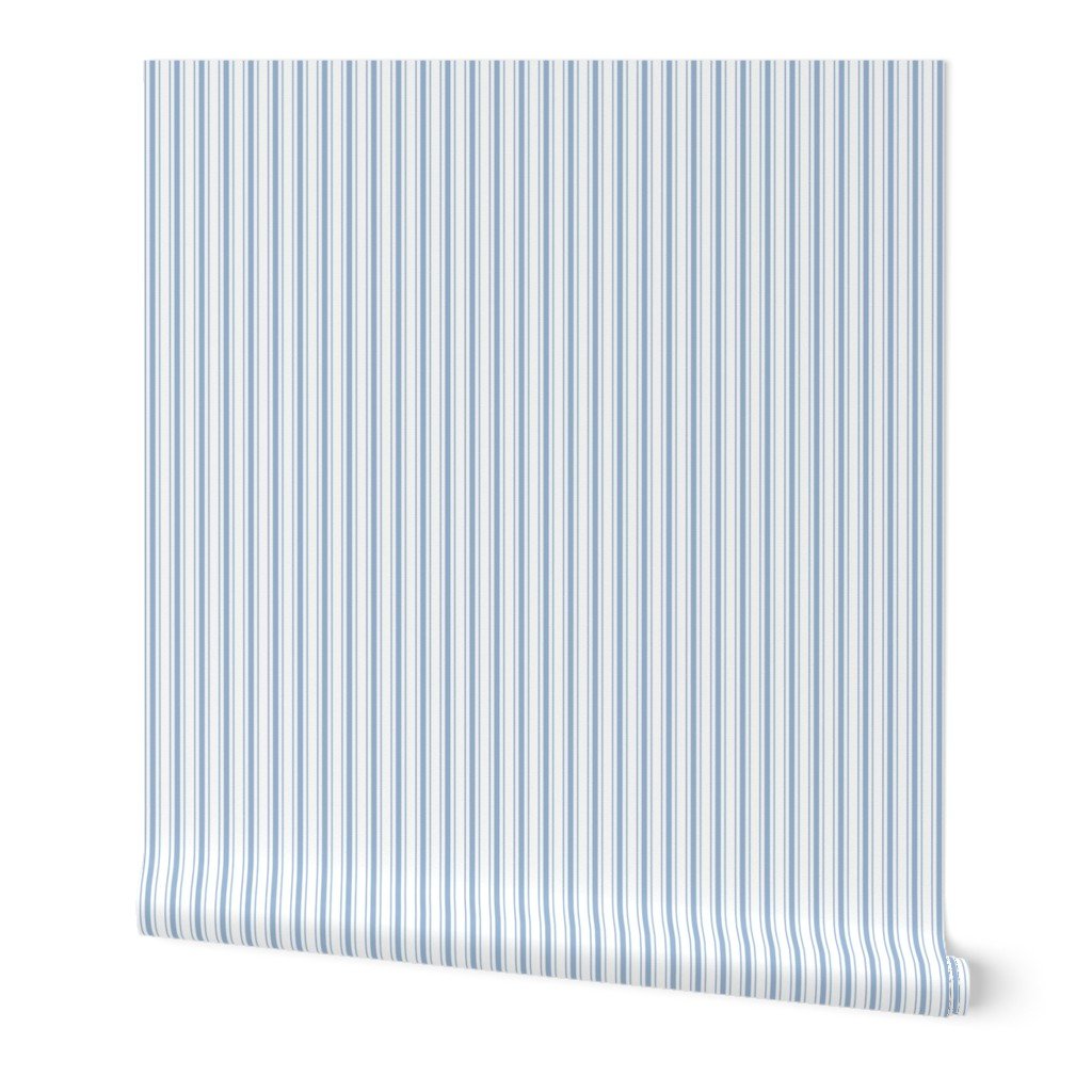 Traditional Micro Sky Blue Blue Vintage Ticking Upholstery Stripes Wallpaper Traditional Micro Sky Blue Blue Vintage Ticking Upholstery Stripes Wallpaper