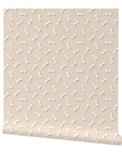 Cute White 3D  Cartoon Dog Bones On Natural Background Wallpaper