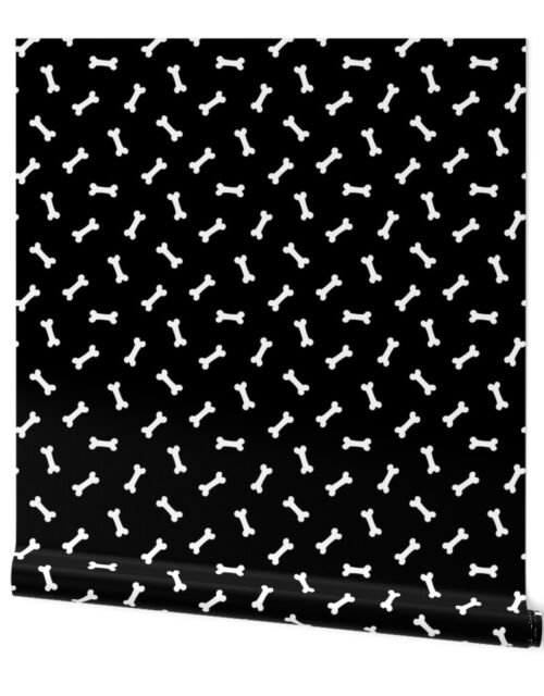 Cute White 3D  Cartoon Dog Bones On Black Background Wallpaper