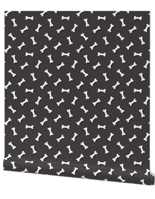 Cute White 3D  Cartoon Dog Bones On Graphite Background Wallpaper