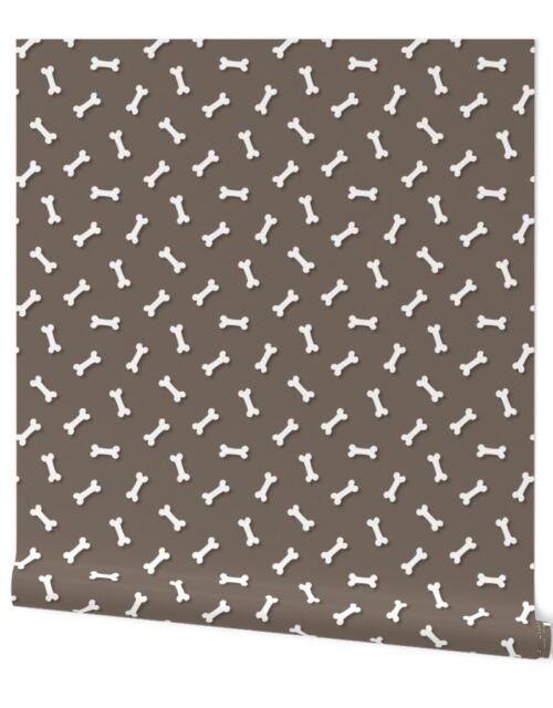 Cute White 3D  Cartoon Dog Bones On Bark Background Wallpaper