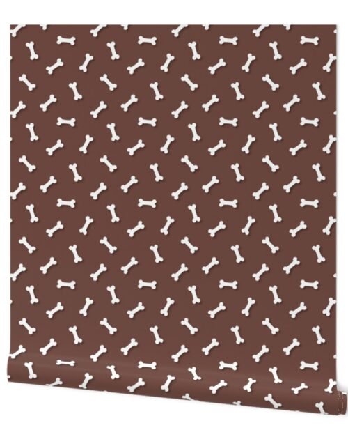 Cute White 3D  Cartoon Dog Bones On Cinnamon Background Wallpaper
