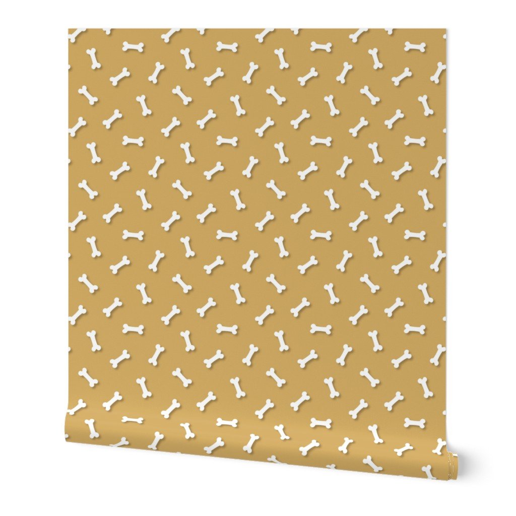 Cute White 3D Cartoon Dog Bones On Honey Background Wallpaper Cute White 3D Cartoon Dog Bones On Honey Background Wallpaper