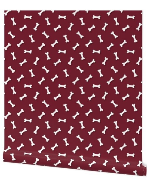 Cute White 3D  Cartoon Dog Bones On Wine Background Wallpaper