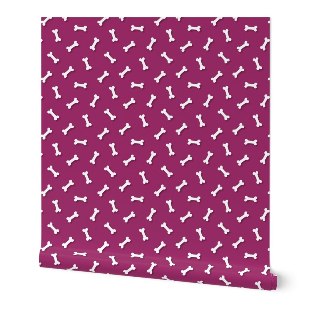 Cute White 3D Cartoon Dog Bones On Berry Background Wallpaper Cute White 3D Cartoon Dog Bones On Berry Background Wallpaper