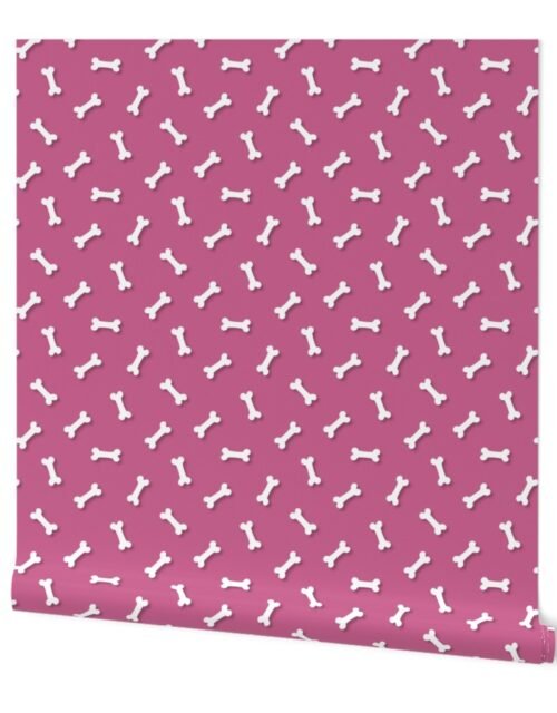 Cute White 3D  Cartoon Dog Bones On Peony Background Wallpaper