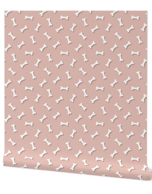 Cute White 3D  Cartoon Dog Bones On Blush Background Wallpaper
