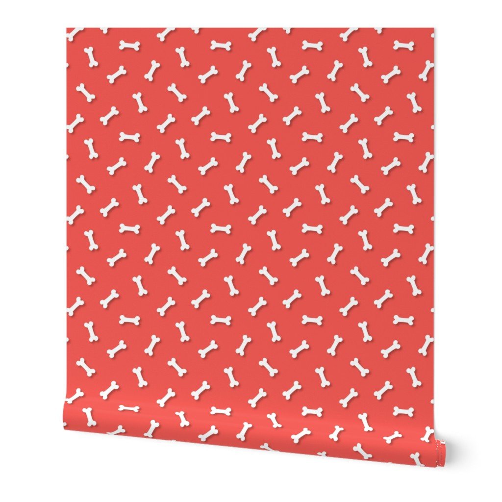 Cute White 3D Cartoon Dog Bones On Coral Background Wallpaper Cute White 3D Cartoon Dog Bones On Coral Background Wallpaper