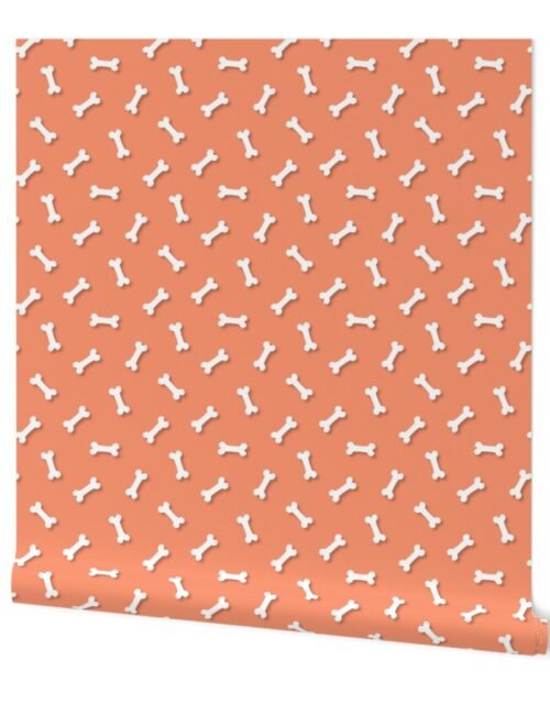Cute White 3D  Cartoon Dog Bones On Peach Background Wallpaper