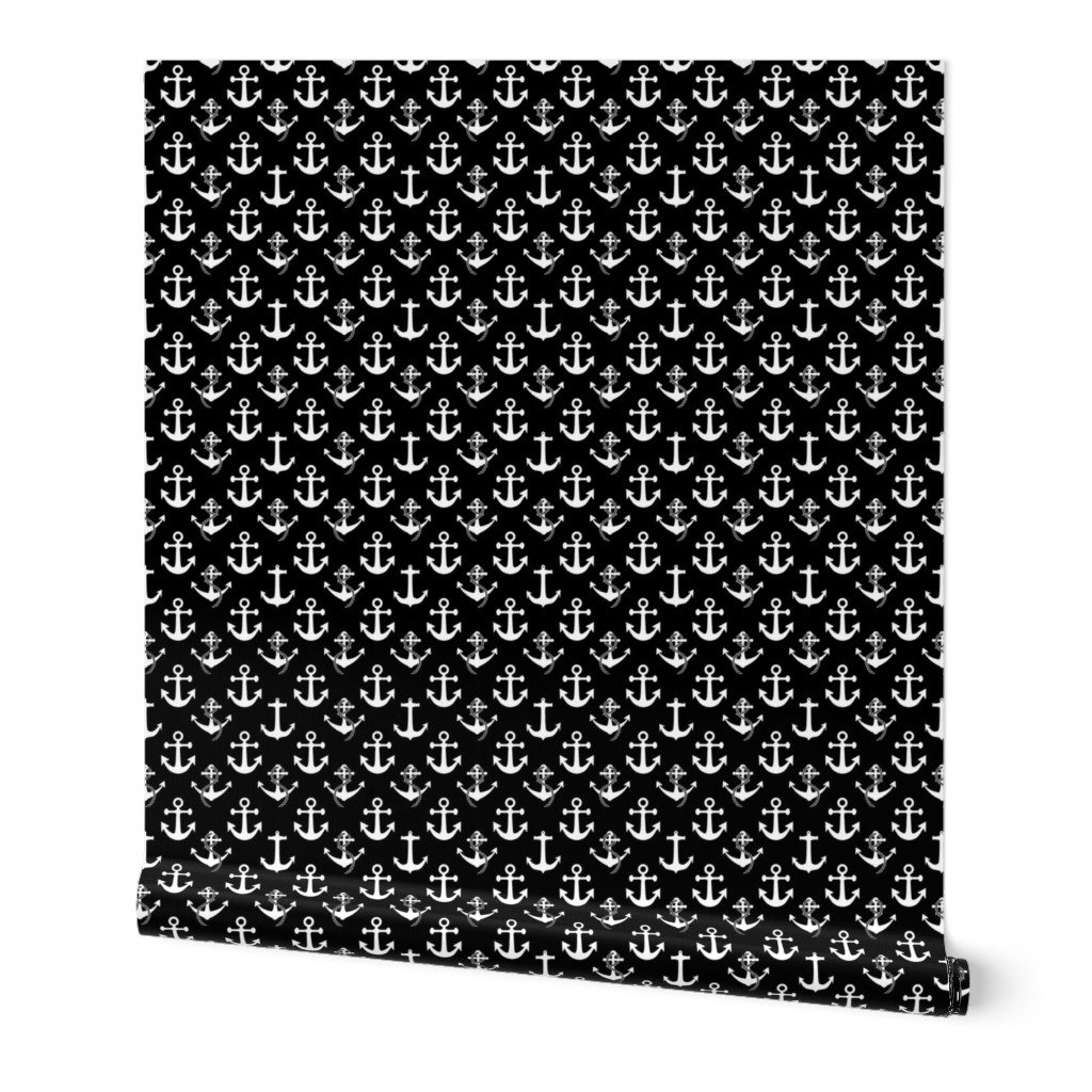 Large Black and White Nautical Anchor Pattern Wallpaper Large Black and White Nautical Anchor Pattern Wallpaper