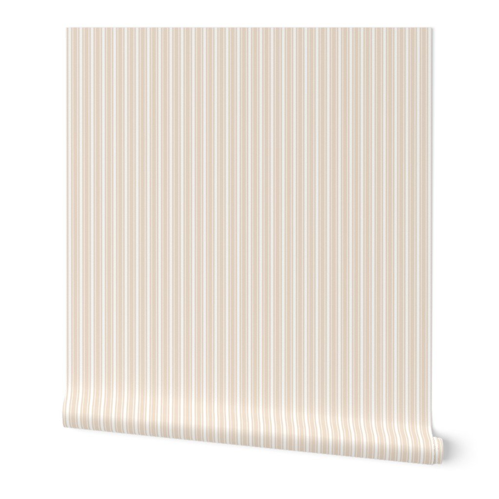 Traditional Micro White Vintage Ticking Upholstery Stripes on Natural Wallpaper Traditional Micro White Vintage Ticking Upholstery Stripes on Natural Wallpaper