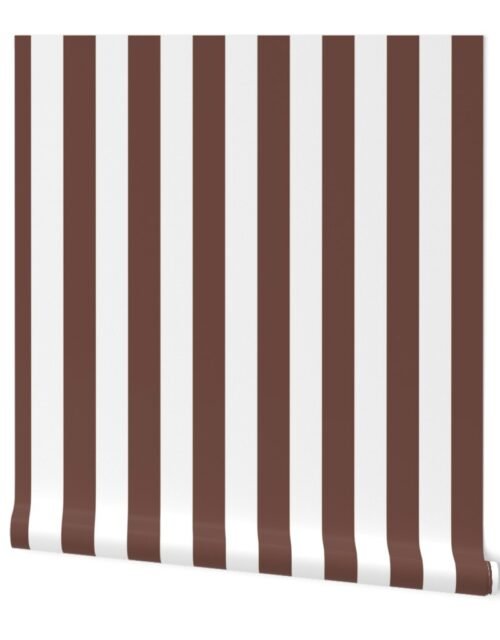 Classic 2 Inch Cinnamon and White Modern Cabana Upholstery Stripes Wallpaper