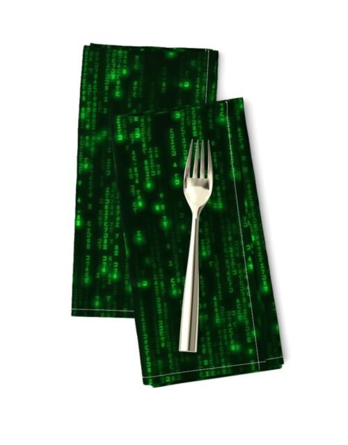 Small Bright Neon Green Digital Rain Computer Code Dinner Napkins