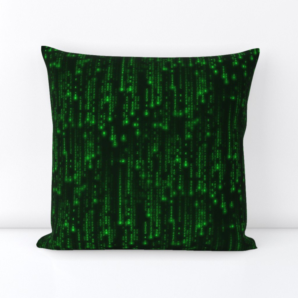 Small Bright Neon Green Digital Rain Computer Code Square Throw Pillow Small Bright Neon Green Digital Rain Computer Code Square Throw Pillow