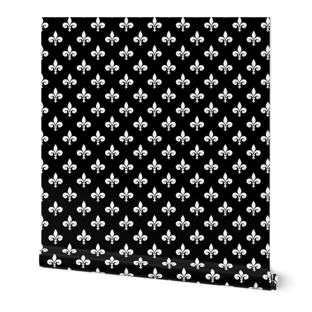 White French Fleur de Lis on Black Wallpaper White French Fleur de Lis on Black Wallpaper
