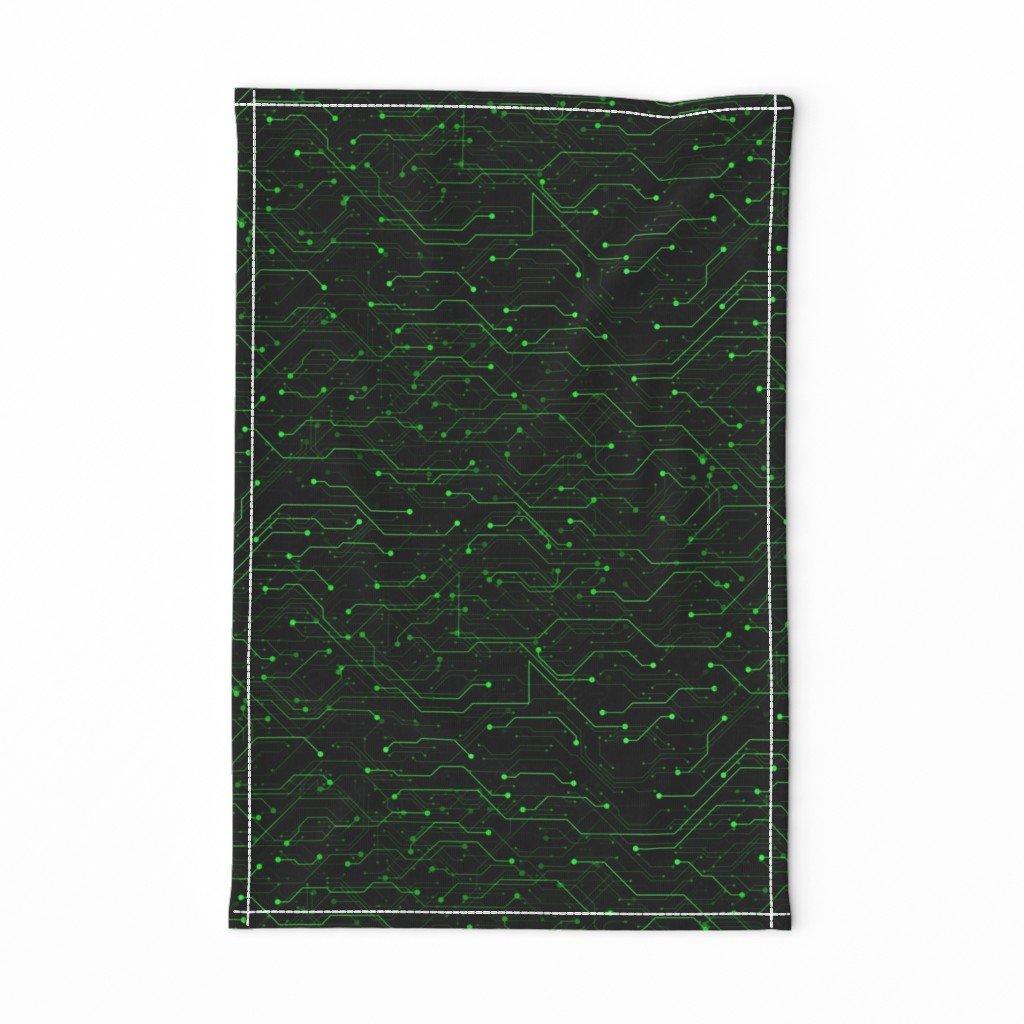 Small Bright Green Neon Computer Motherboard Circuitry Tea Towel Small Bright Green Neon Computer Motherboard Circuitry Tea Towel