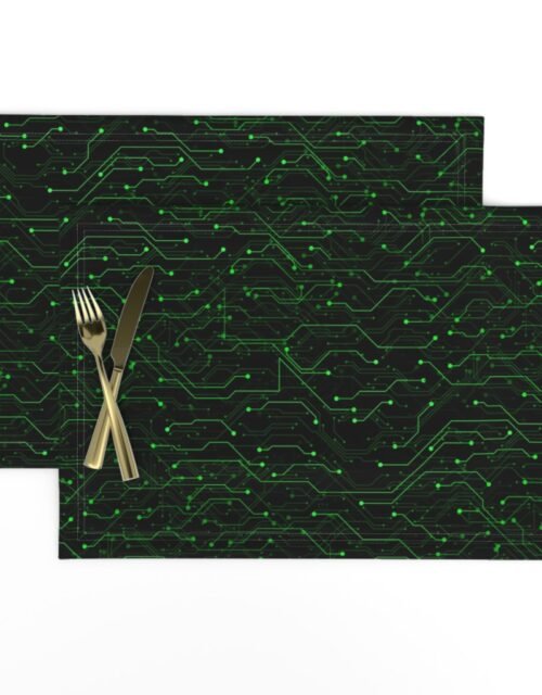 Small Bright Green Neon Computer Motherboard Circuitry Placemats