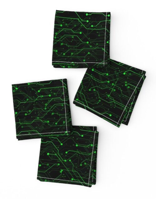 Small Bright Green Neon Computer Motherboard Circuitry Cocktail Napkins