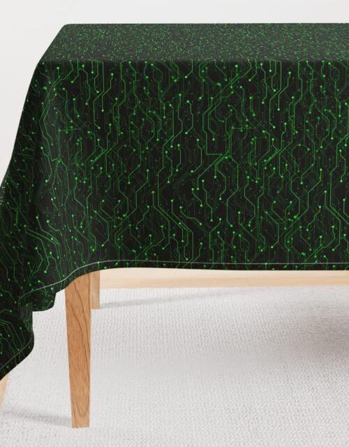 Small Bright Green Neon Computer Motherboard Circuitry Rectangular Tablecloth