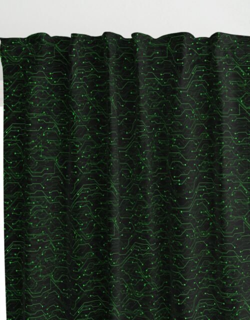 Small Bright Green Neon Computer Motherboard Circuitry Curtains