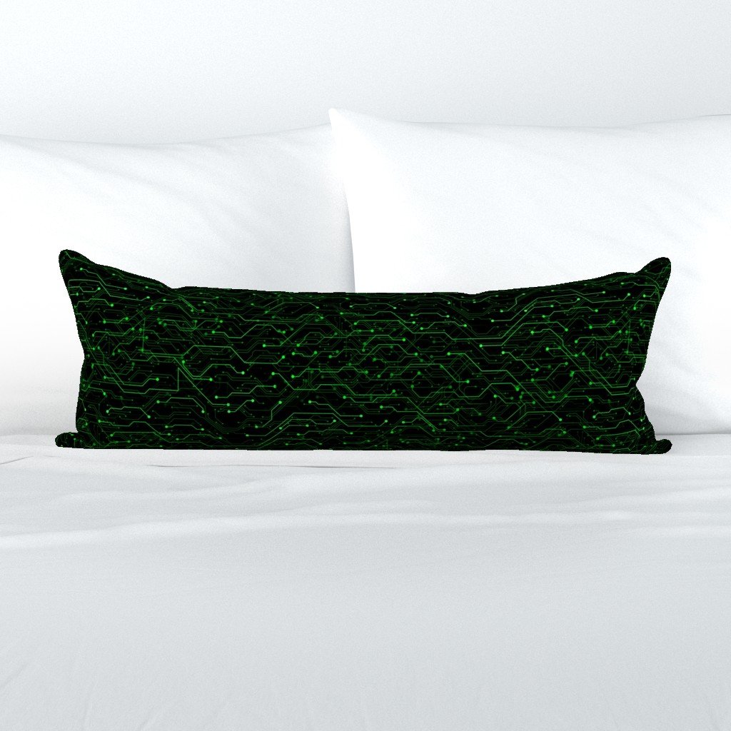 Small Bright Green Neon Computer Motherboard Circuitry Extra Long Lumbar Pillow Small Bright Green Neon Computer Motherboard Circuitry Extra Long Lumbar Pillow