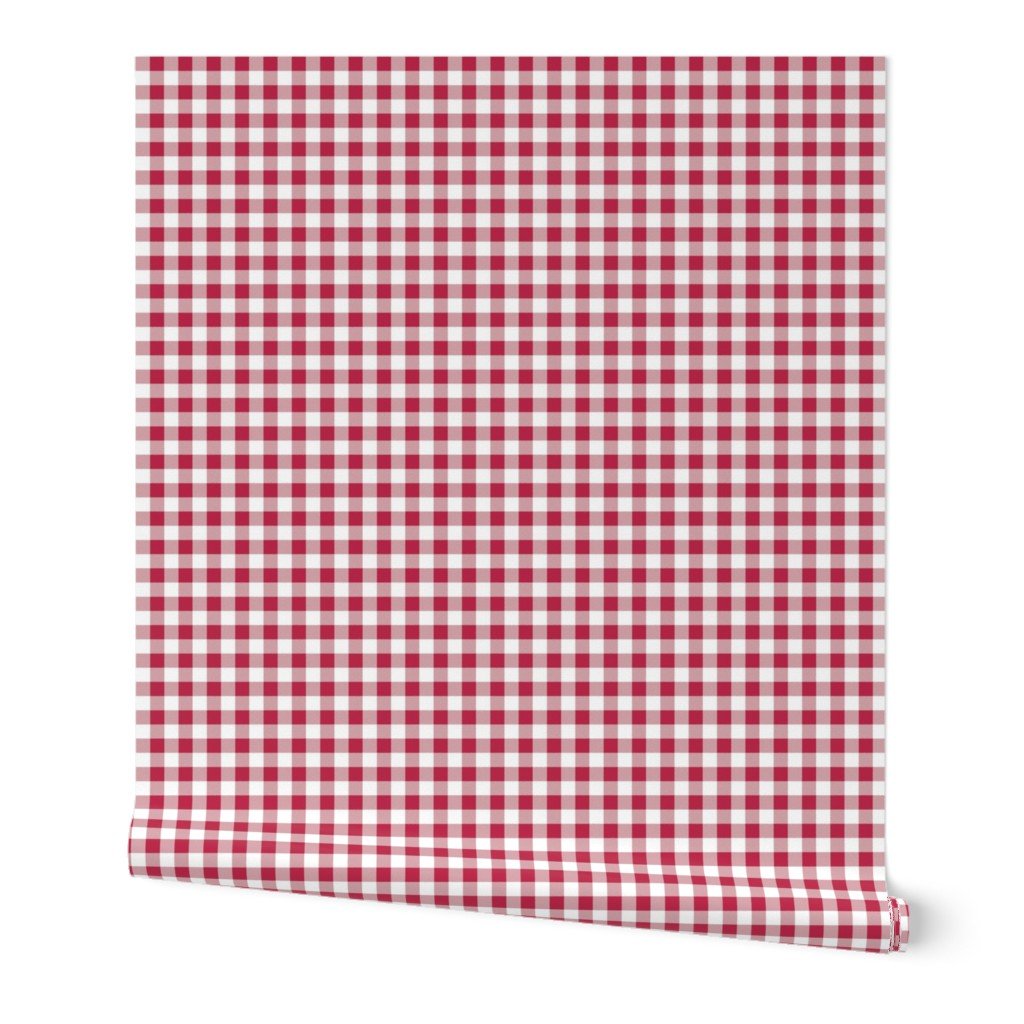 Small White and Viva Magenta Gingham Check Wallpaper Small White and Viva Magenta Gingham Check Wallpaper