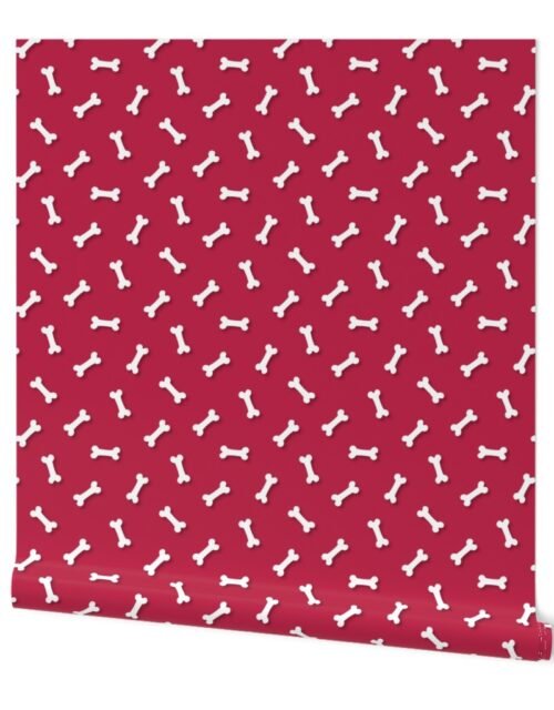 Viva Magenta with 3-D White Dog Bones Wallpaper
