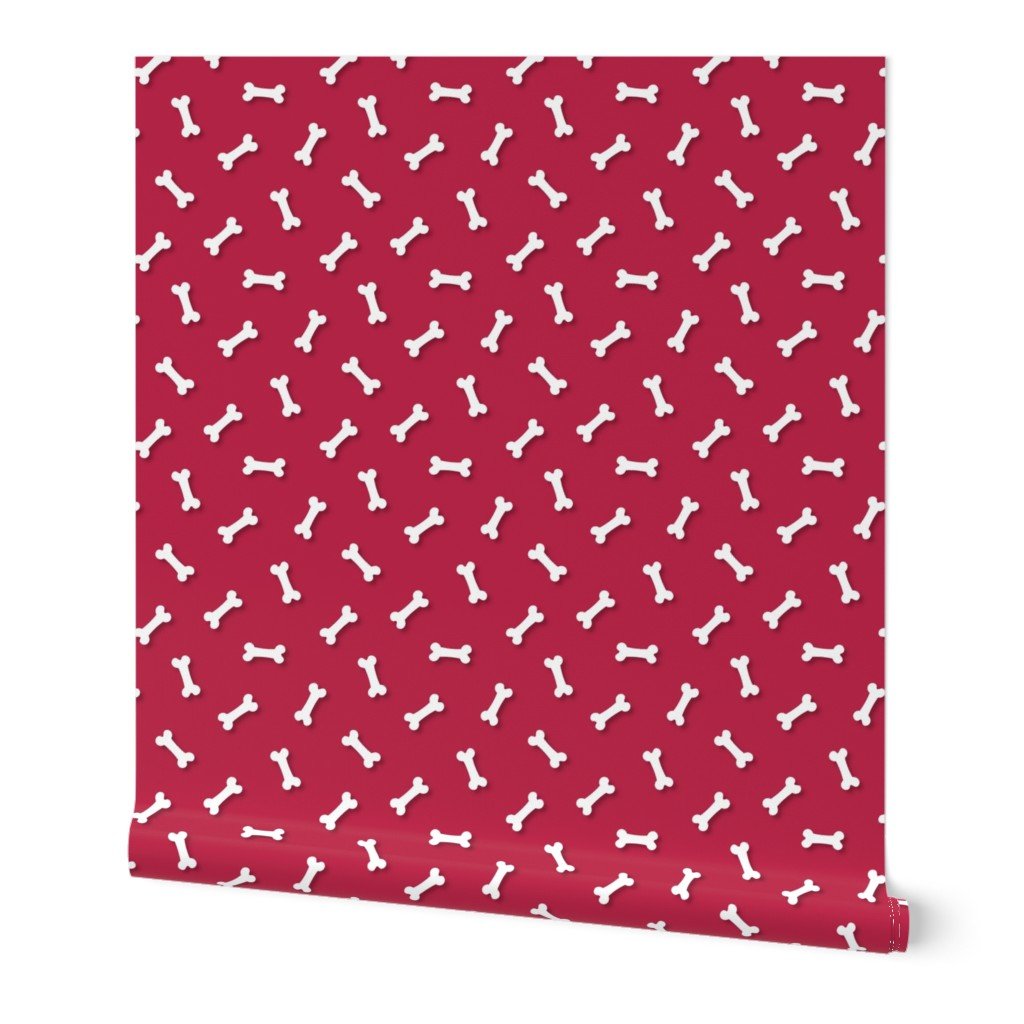 Viva Magenta with 3-D White Dog Bones Wallpaper Viva Magenta with 3-D White Dog Bones Wallpaper