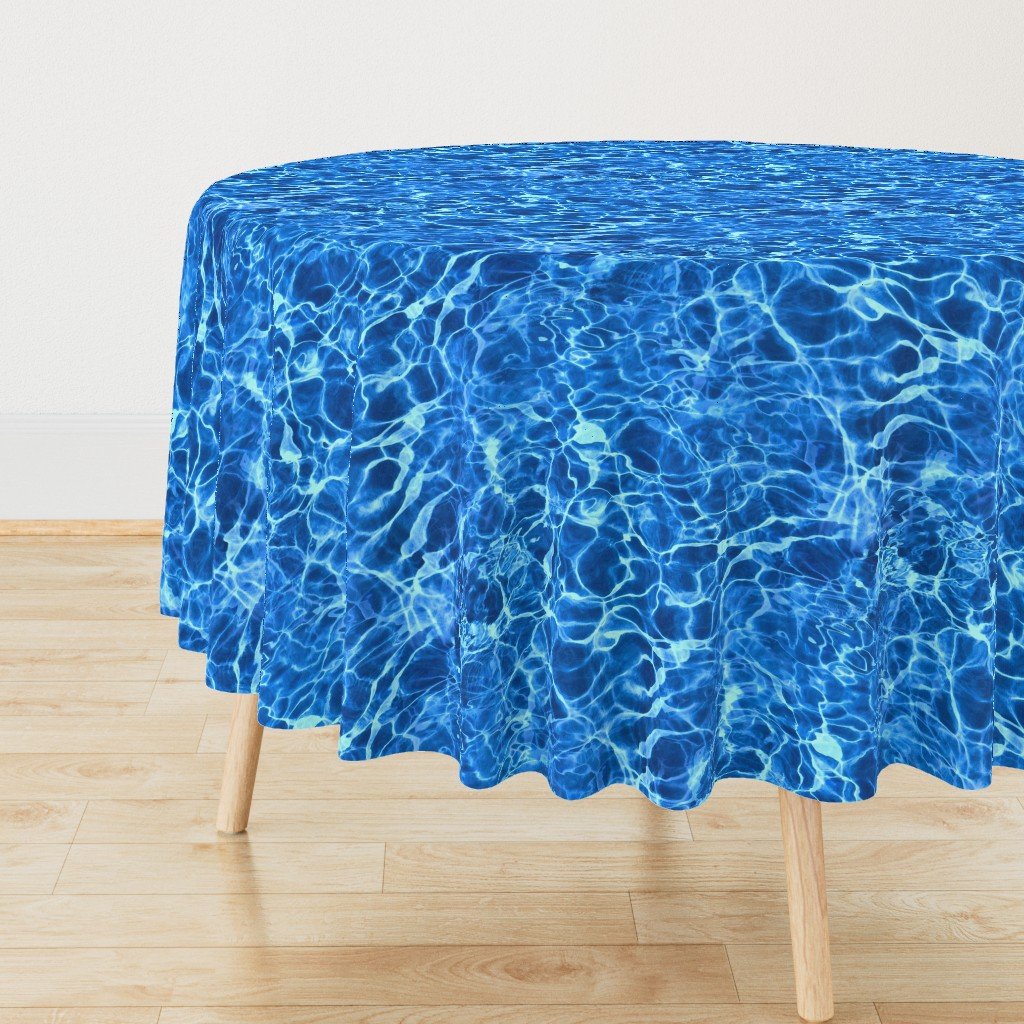 Blue Ripples in Wavy Water Round Tablecloth Blue Ripples in Wavy Water Round Tablecloth