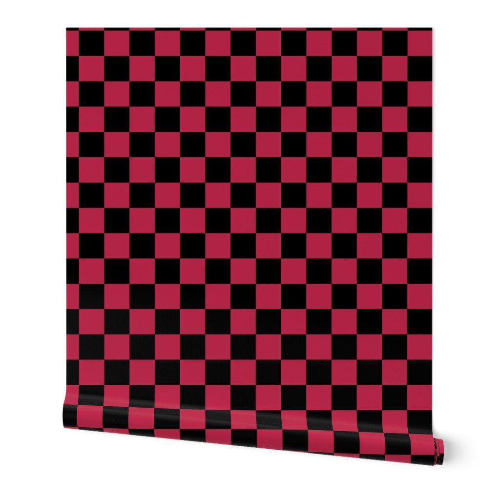 2 Inch Black and Viva Magenta Check Checkerboard Wallpaper 2 Inch Black and Viva Magenta Check Checkerboard Wallpaper