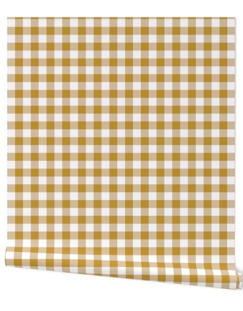 Mustard  Yellow and White Gingham Check Wallpaper