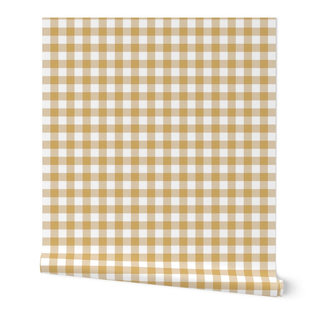 Honey Yellow and White Gingham Check Wallpaper Honey Yellow and White Gingham Check Wallpaper