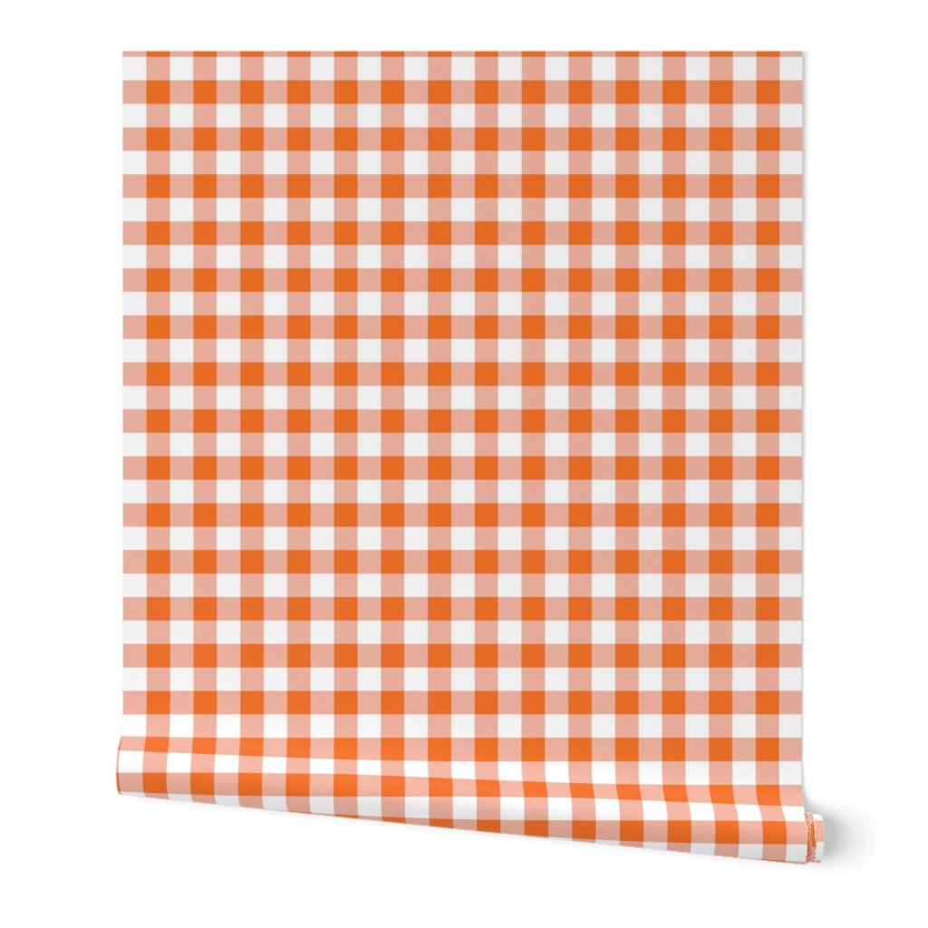 Carrot Orange and White Gingham Check Wallpaper Carrot Orange and White Gingham Check Wallpaper