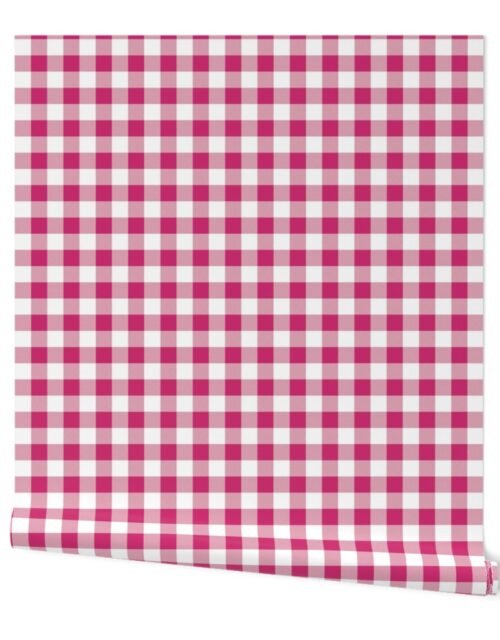 Bubble Gum and White Gingham Check Wallpaper