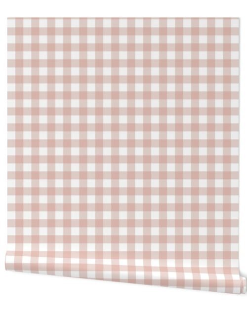 Blush and White Gingham Check Wallpaper