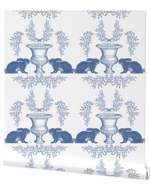 Rabbit Blue Toile de Jouy Wallpaper
