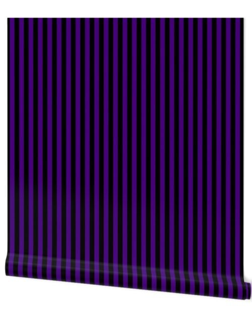 Micro Thin One Sixth Doll Stripes in  Indigo and Black Wallpaper