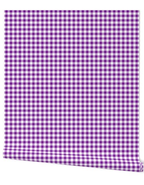 Purple and White Buffalo Check Gingham Plaid Wallpaper