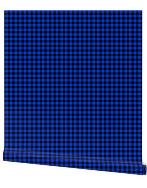 Blue and Black Buffalo Check Gingham Plaid Wallpaper