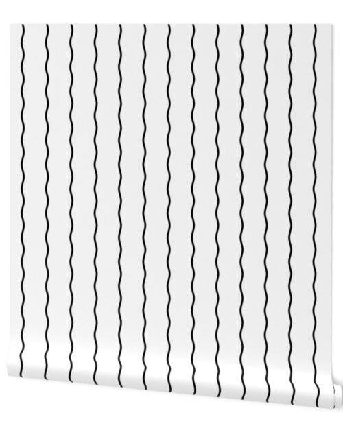 Double Squiggly Black Lines on White Wallpaper