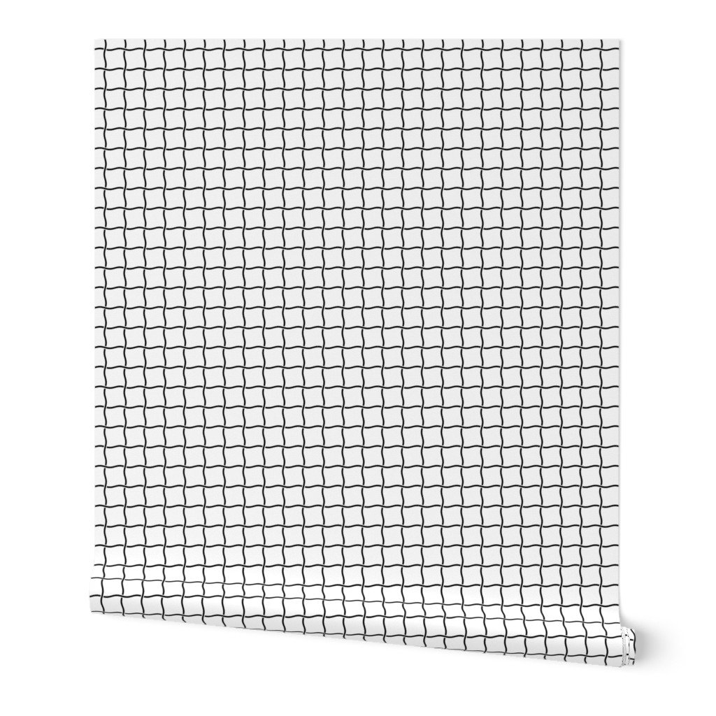 Smaller Squiggly Black Lines Crossed as a Grid on White Wallpaper Smaller Squiggly Black Lines Crossed as a Grid on White Wallpaper